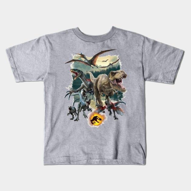 Jurassic Dominion Kids T-Shirt by WorldDinosaurs